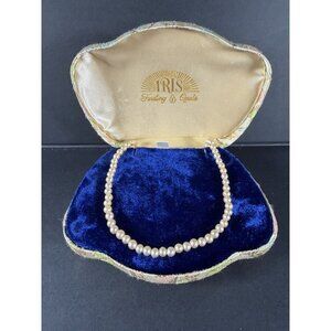Vintage IRIS Floating Opals Faux Pearl Necklace 16” w Box 1950s Costume